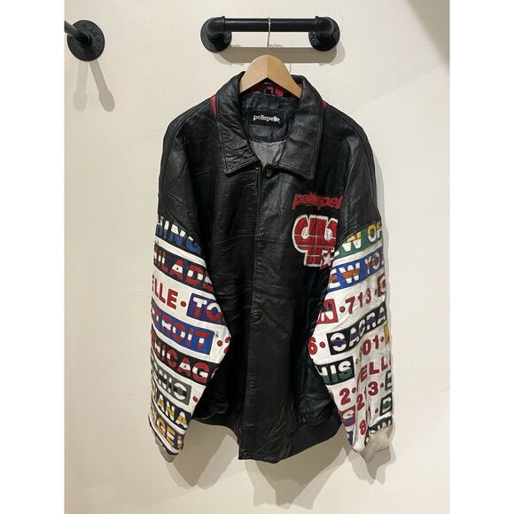 Vintage Pelle Pelle Black Leather Jacket Size 3XL